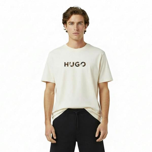 Hugo Mens Dumeo Animal Print Logo Cotton T-Shirt - White - 