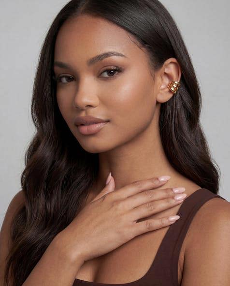 Elk & Bloom Triple Wrap 14k Gold Huggie Hoop Ear Cuff