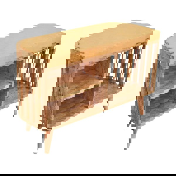 Artisan Furniture Slatted Oak-ish Bench with 3 slots
