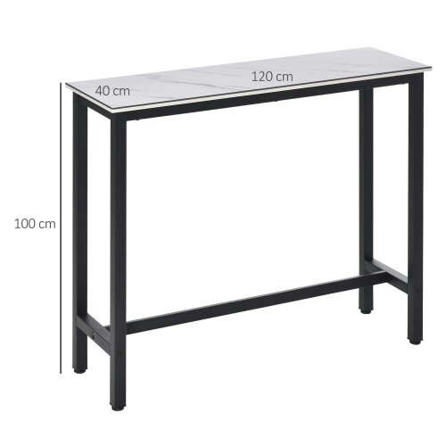 Wyld Haus Nanotti Wooden White And Black Industrial Rectangular Bar Table For Small Spaces