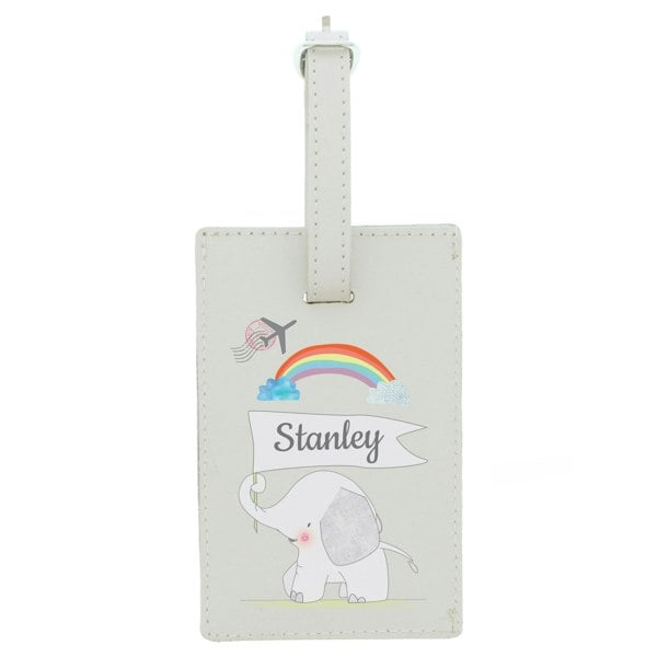 Personalised Memento Company Personalised Hessian Elephant Cream Luggage Tag