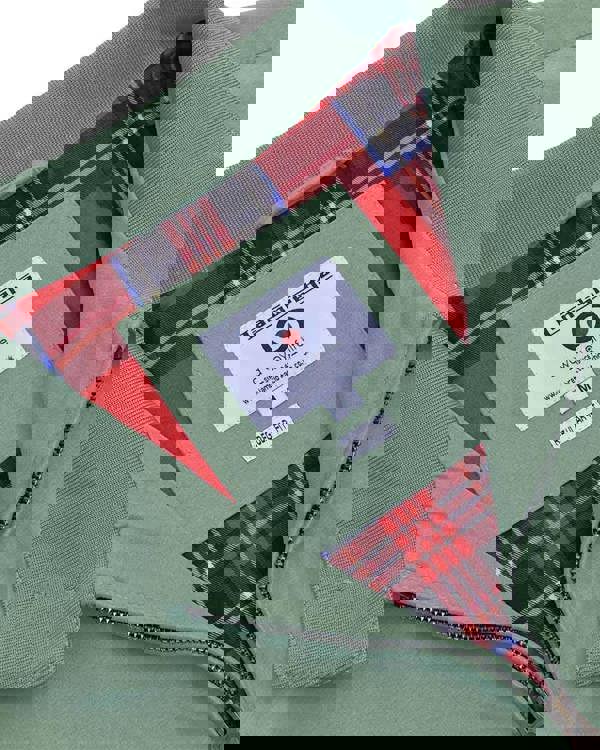 Lambretta Mens ShowerProof Classic Harrington MOD Scooter Jacket Coat, showing the green exterior and the tartan patterned lining inside.