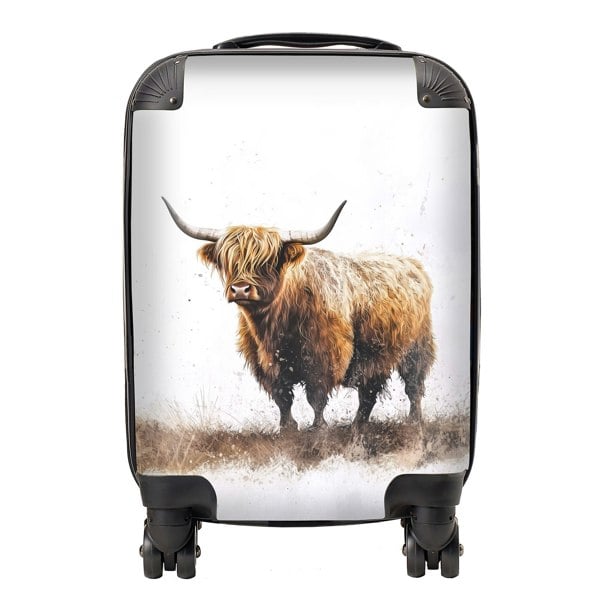 Warren Reed Highland Cow Watercolour Suitcase