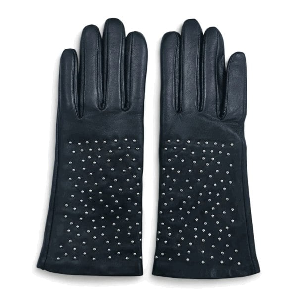 Infinity Leather Women’s Leather Studded Wool Lining Fashion Gloves