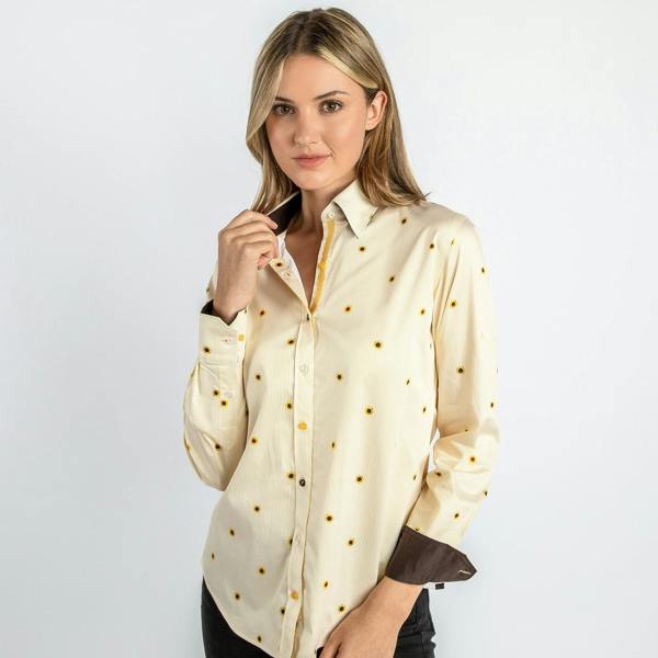 ZIGZAG SUNFLOWER WOMENS PRINT SHIRT - Premium Men's Patterned Shirt by Claudio Lugli | Bold Design, Tailored Fit, Best Printed Shirts