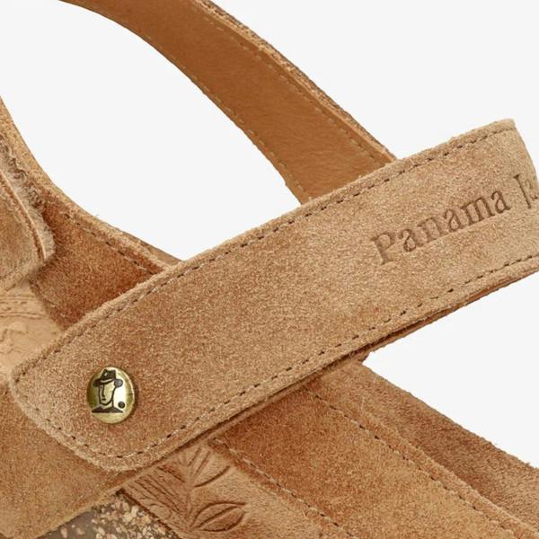 Panama Jack Selma B10 - Women’s Wedge Bark Brown Suede Leather Sandals