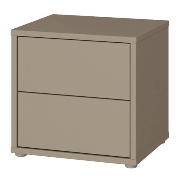 Furniture To Go Alice Springs Low Bedside Cabinet with 2 Drawers Push-to-Open in Taupe
