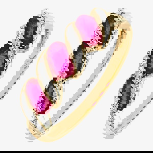 T. H. Baker 9ct Yellow Gold Ruby Swirl Half Ring PR06270Y RU