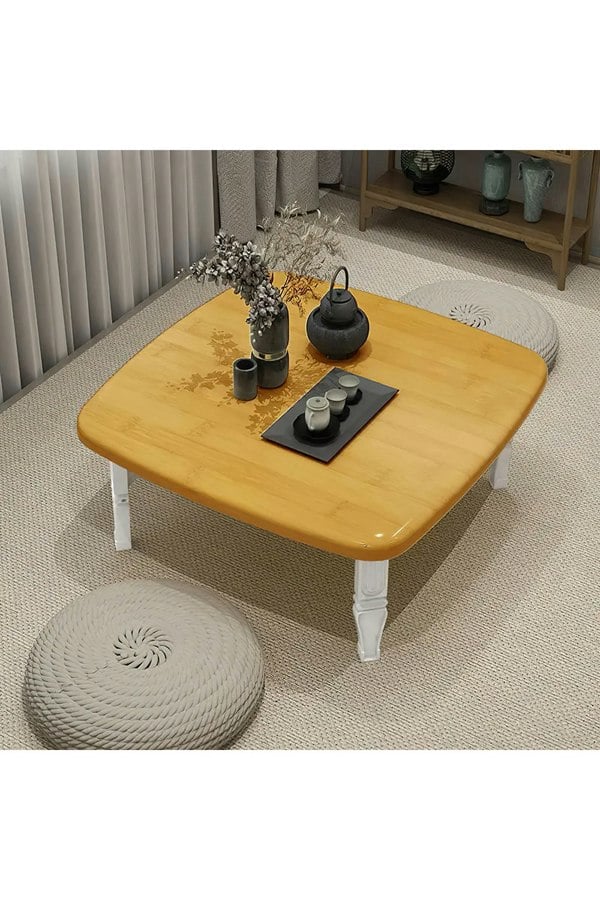 Living and Home Square 60cm Wooden Folding Coffee Table Natural