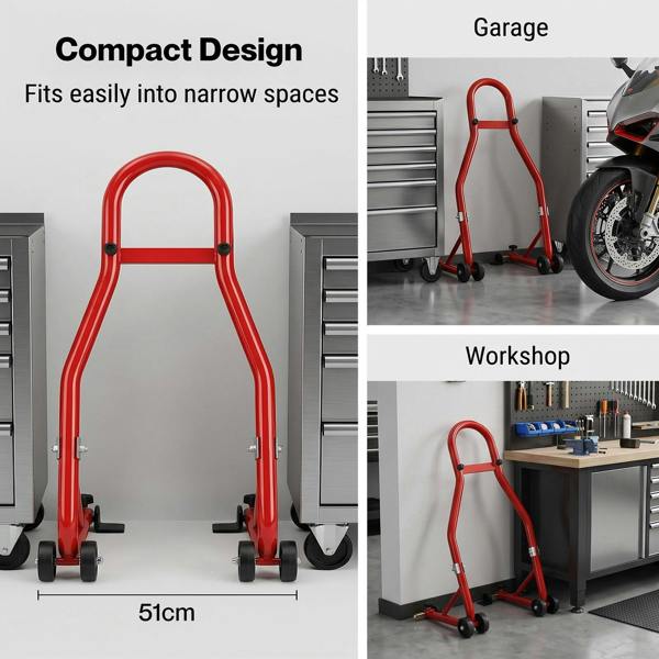MONVELO Motorcycle Stand Heavy Duty 500KG Carbon Steel Lift Adjustable Fork Red