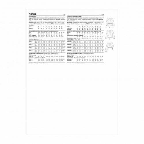 Simplicity Sewing Pattern 9604, Tops for Women, H5 (6-8-10-12-14) - Easy