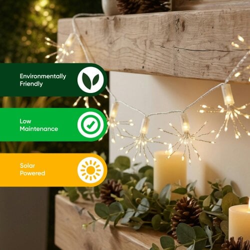 Gardenwize 10-Piece Solar String Lights – 2m Solar Starburst LED Lights