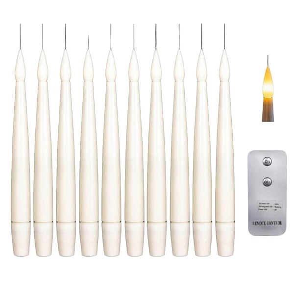 Samuel Alexander Set of 10 15cm Floating White LED Battery Candles in Warm White with Remote Control