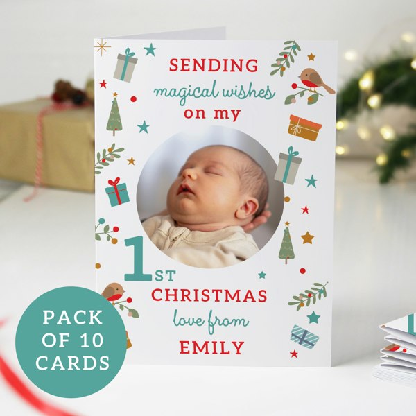 Personalised Memento Company Personalised My 1st Christmas Photo Upload Pack of 10 Cards