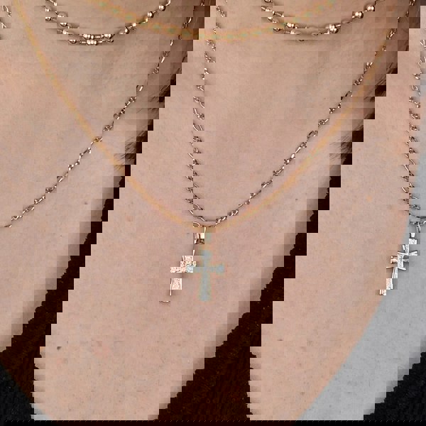 18ct Gold Plated Religious Cross Pendant Necklace
