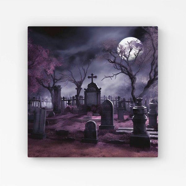 Warren Reed Witchs Moonlit Cemetery Design Canvas