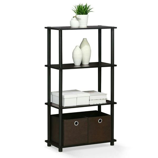 WALPLUS Turn-N-Tube 4-Tier Multipurpose Shelf Display Rack, Dark Walnut perfect for organized storage and display