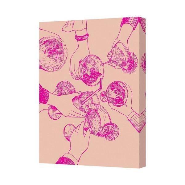 Benjamin Tate Design Contemporary Canvas Wall Art Print Hand Drawn Clinking Glasses UK Made