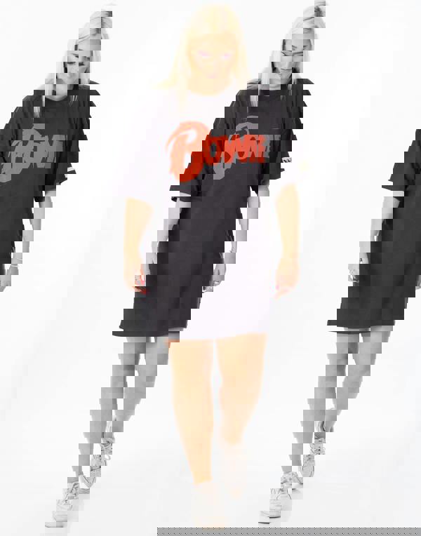 David Bowie Womens Grey Logo Oversized Short Sleeved T-Shirt