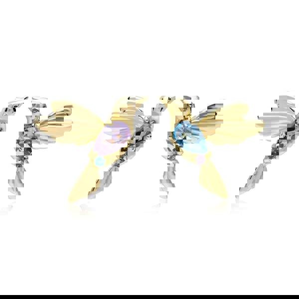 Gemondo ECFEW™ Pink Amethyst and Blue Topaz Hummingbird Stud Earrings in 925 Sterling Silver