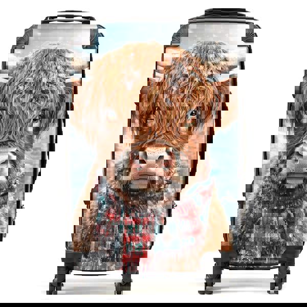 Warren Reed Snowy Highland Cow Suitcase