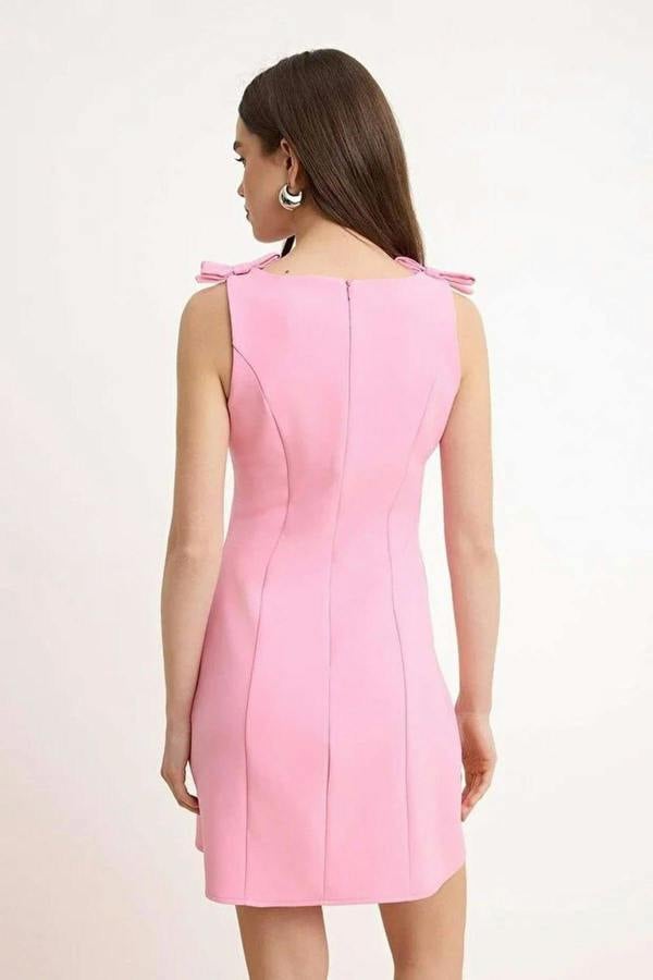 WOVCOR A-Line Mini Woven Dress with Bow