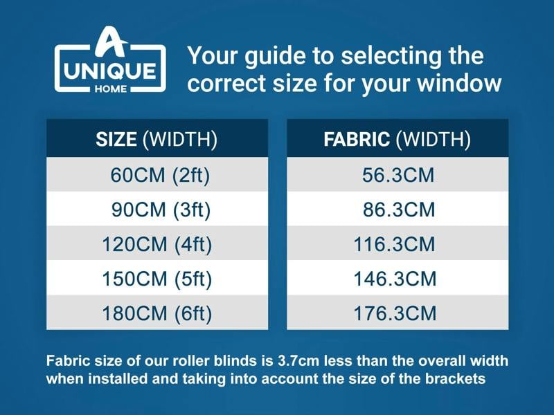 A.Unique Home Trimmable Daylight Roller Blind - 2FT - NAVY - 60cm(W) x 170cm(L)