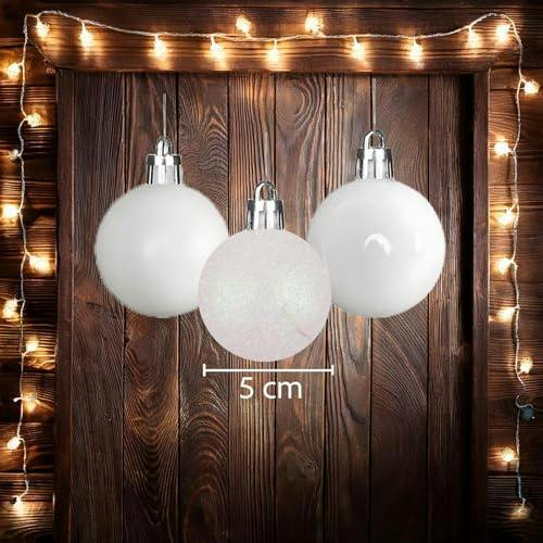 Shatchi 5cm White PVC Christmas Baubles, Pack Size Options for Festive Tree and Seasonal Displays