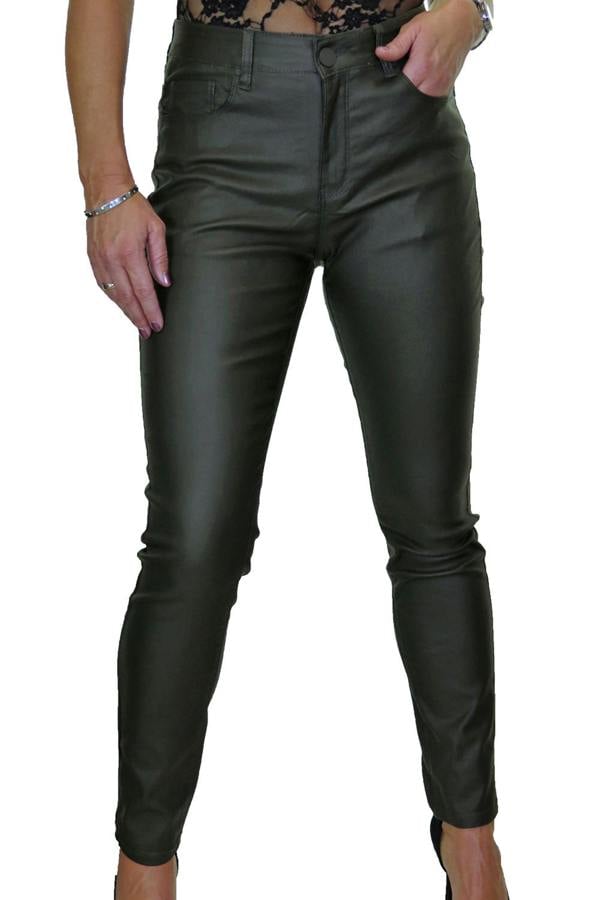 Paulo Due Womens Skinny Coated Leather Look Jeans
