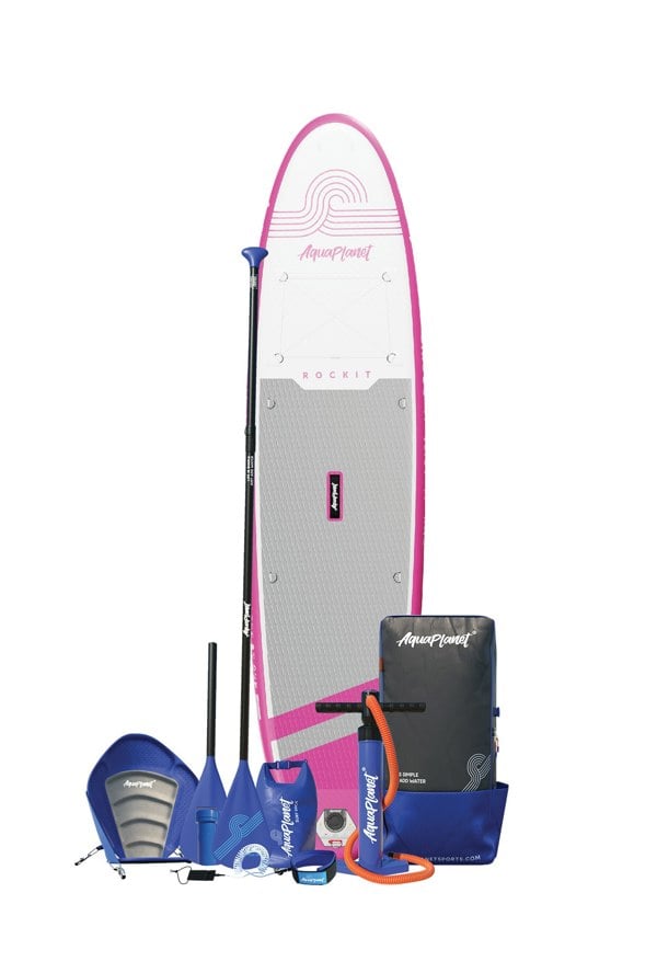Aquaplanet ROCKIT 10’2" Inflatable Paddle Board/Kayak Package - Pink