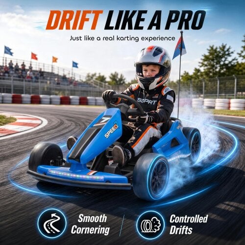 AIYAPLAY 24V Electric Drift Go Kart for Kids with Dual Motors