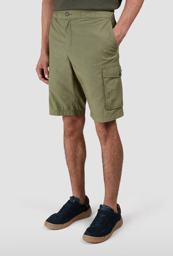 Paul & Shark Men's Cargo Bermuda in Ultralight Poplin Cotton Shorts - Green