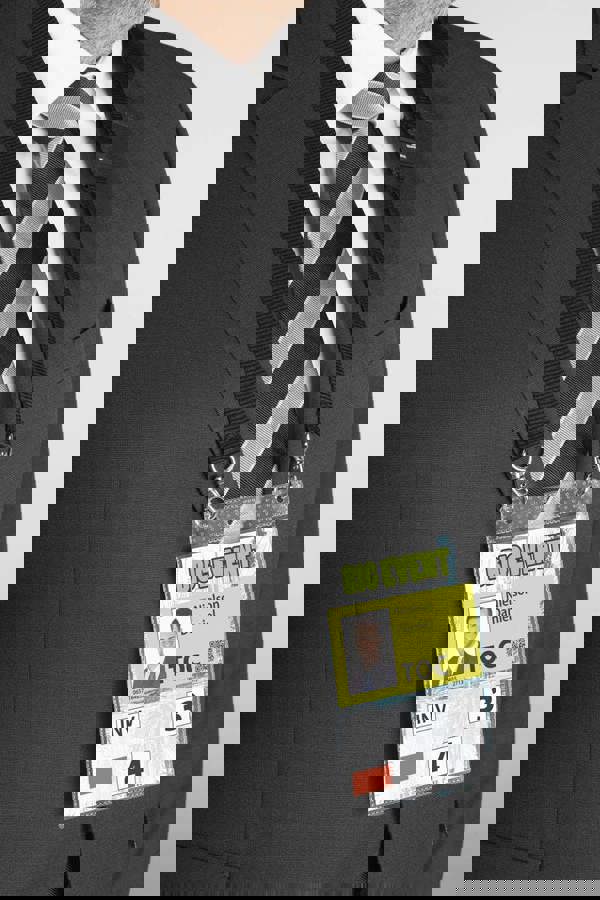 Durable Safety-Release Lanyard Name Badge ID Ticket Holder | 10 Pack | A6 Black