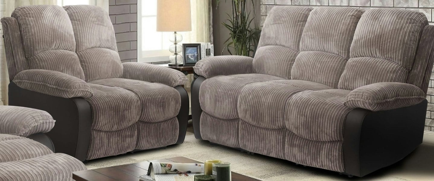 Comfy Living Sienna Recliner Sofa Set: Jumbo Cord Fabric for Ultimate Relaxation