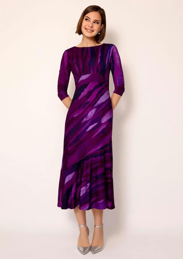 Alie Street London Maxine Asymmetric Dress (Vivid Plum)