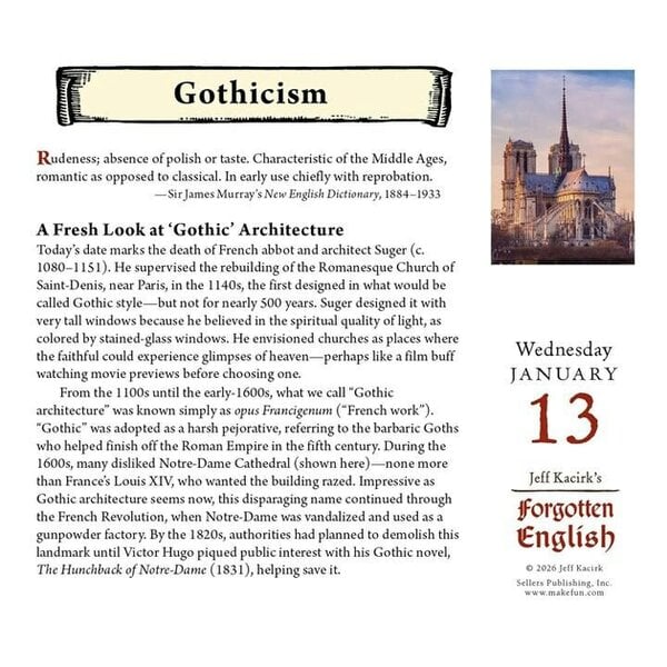 Forgotten English Desk Calendar 2027, Desk Calendars, Day To View, History & Literature, Gift