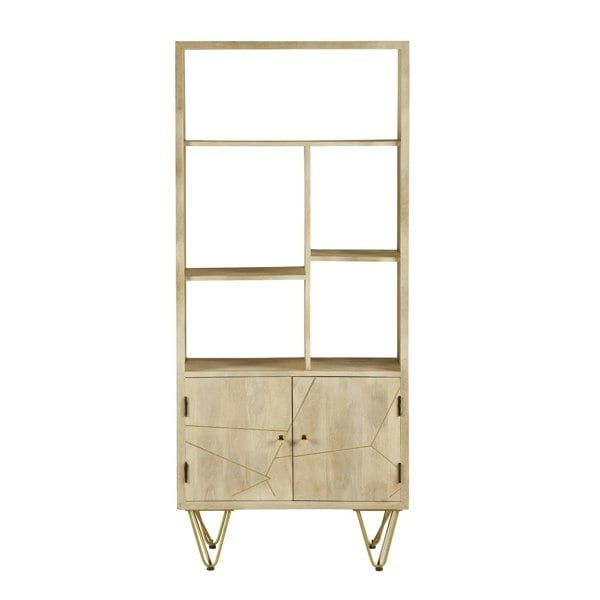 IH Design Multi shelf bookcase with Doors Barbuto Light Mango