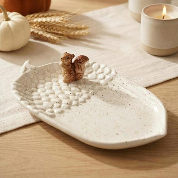 Garden Greatness Harvest Sculpted Squirrel Acorn Serving Plate