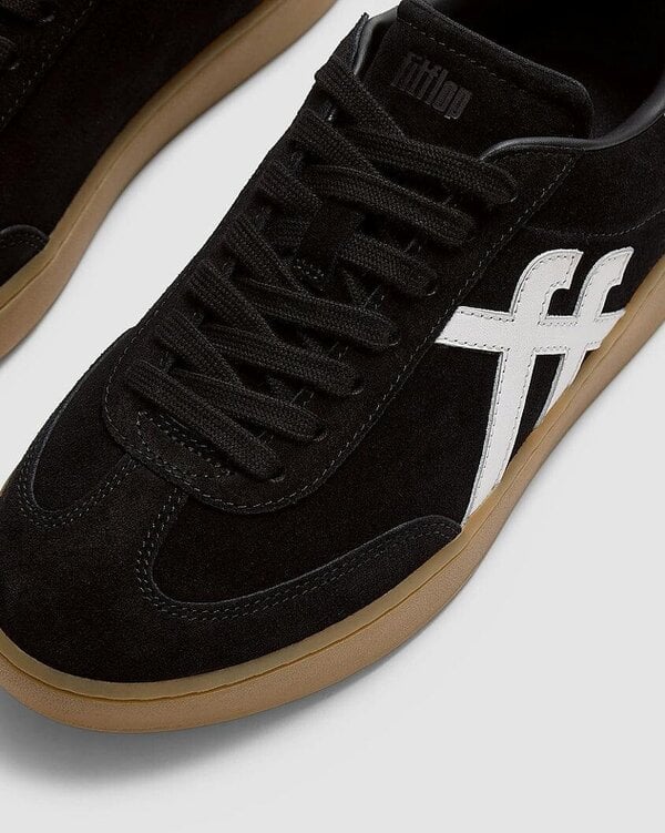 FitFlop The Dash Womens T-Toe Suede Sneakers - Black/Urban White A88