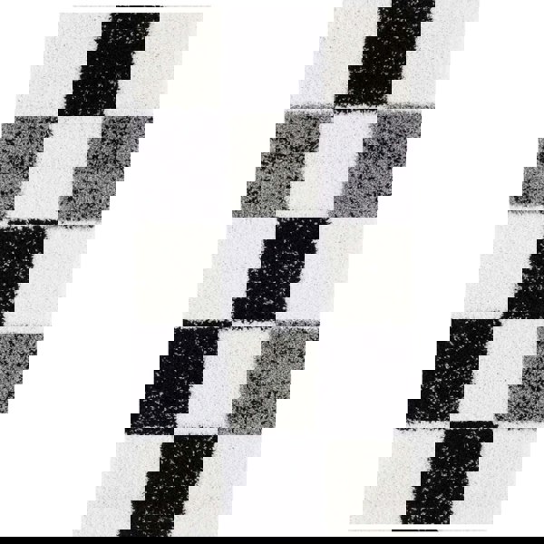 Geometric Design Thick Shaggy Area Rugs Grey