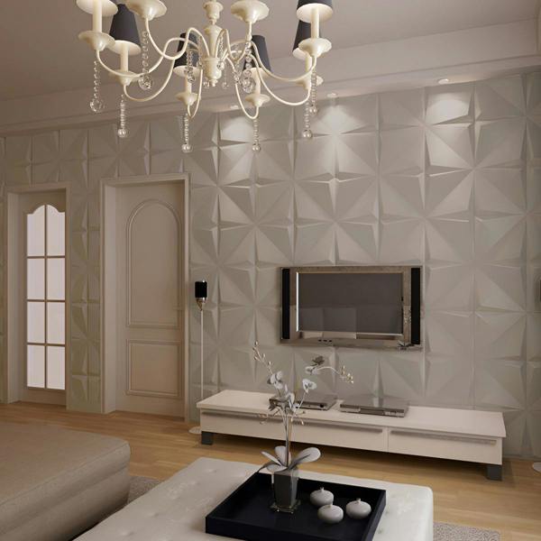 ENER-J Artistic 3D Geometric Relief PU Leather Wall Panels - 60x60cm, 20mm Thickness Size: 600 x 600 mm (Pack of 4)
