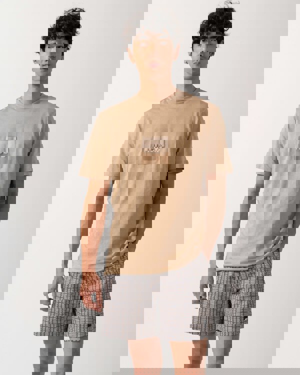 HUGO Dusplit Mens Logo Print T-Shirt - Medium Beige 269