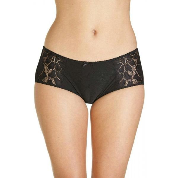 Womens Black Lace Panel Jacquard 3 Pack Boxer Shorts