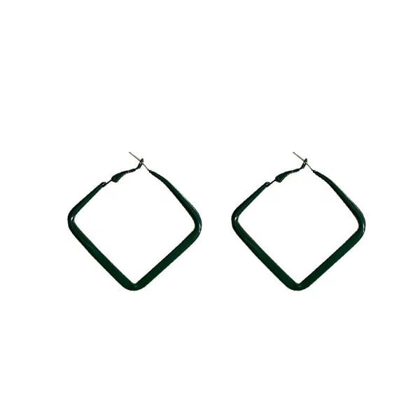 The Colourful Aura Black Square Geometric Large Dainty Threader Statement Hoop Earrings