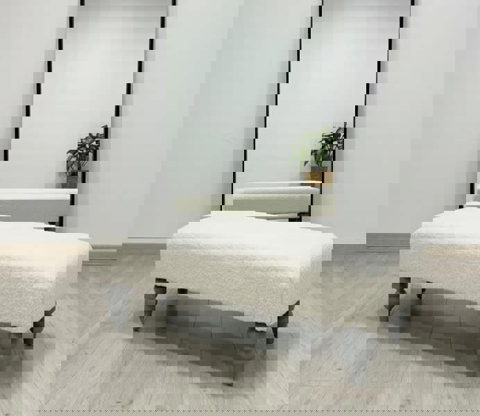 Premium Luxury Footstool with Cozy fur| off white Creamy Footstool Bench - ISTOOLS