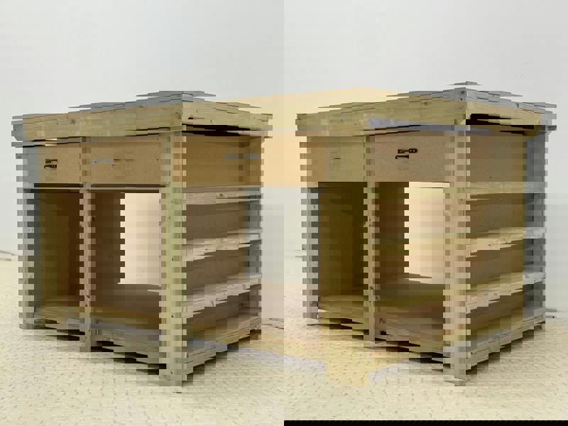 Arbor Garden Solutions Wooden Workbench MDF Top with Extra shelving and Drawers Depth-3ft