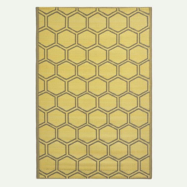 HOMESCAPES Outdoor Rug Luxury Waterproof Reversible, For Garden, Honeycomb