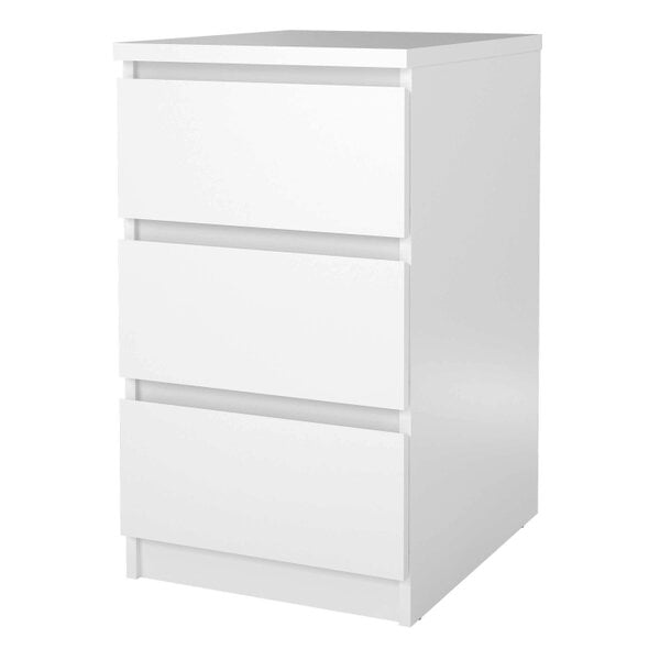 Wyld Haus Budapest White Wooden Bedside Table 3 Drawers