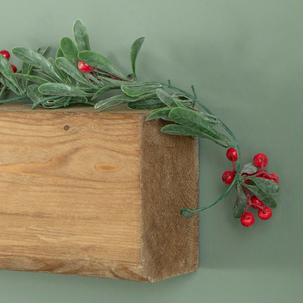 Samuel Alexander 1.90m Festive Garland with Green Seasonal Leaves and Red Berries