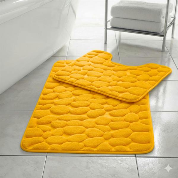 Memory Foam Pebbles Bath Mat Sets